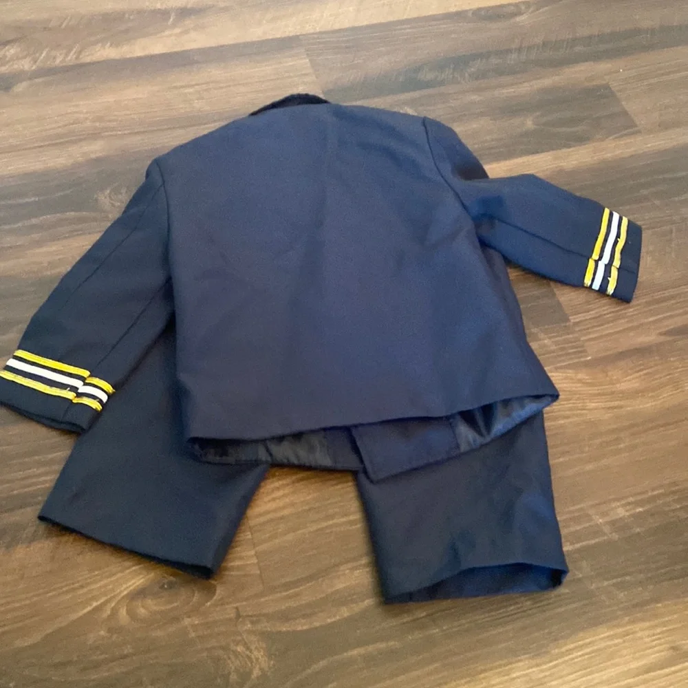 Toddler Boys Navy Blue Cruise Ship Captain Blazer Suit Jacket & Pants